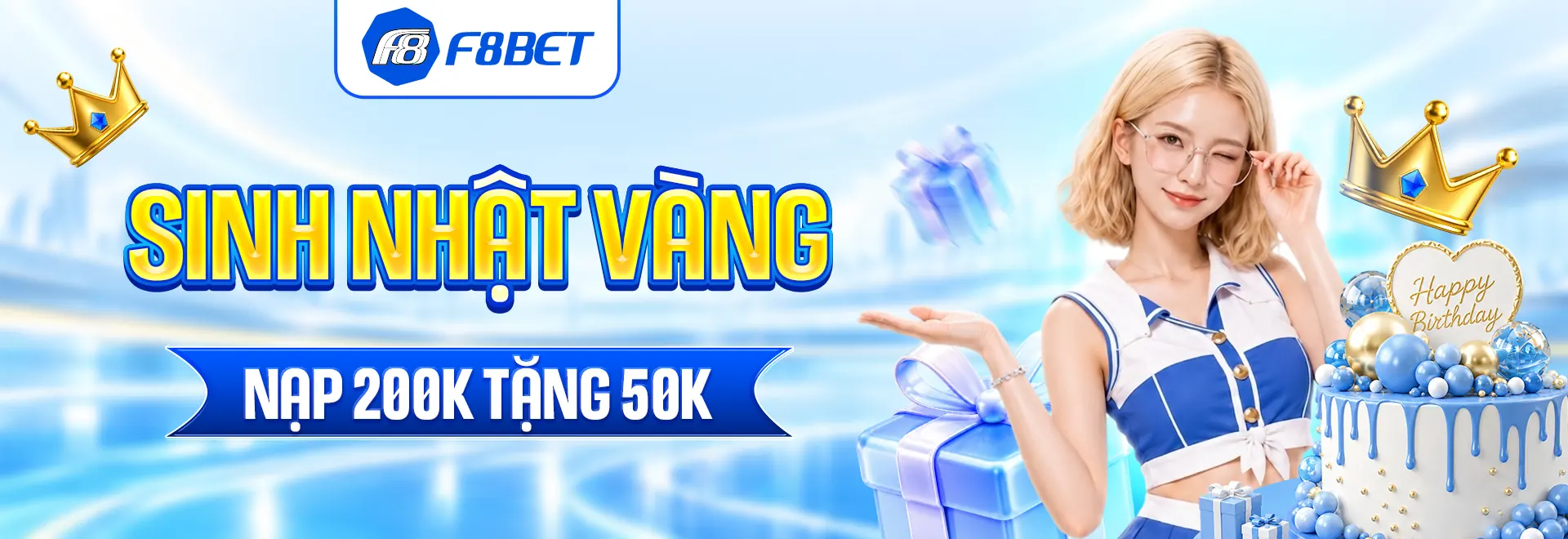 f8bet banner sinh nhật tặng 50k khi nạp 200k
